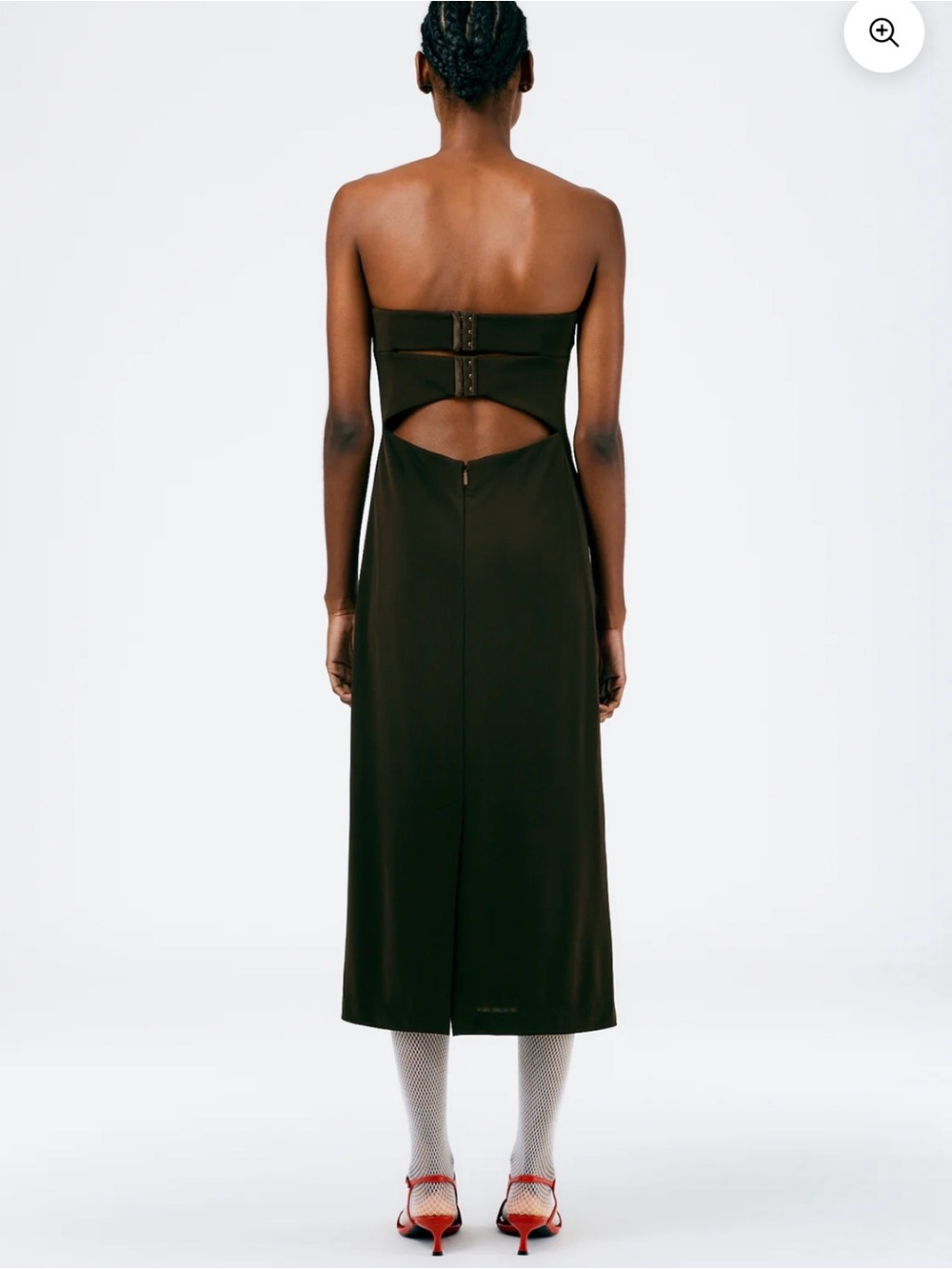 Tibi Harlow Jersey Strapless Midi Dress with back Cutout size 12